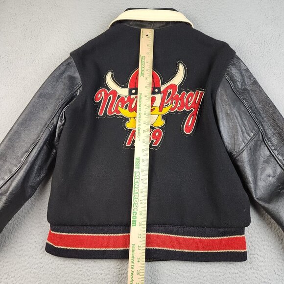 VTG 60s Varsity Wool Leather Bomber Jacket Large Indiana North Posey Viking 1969 - Picture 9 of 14